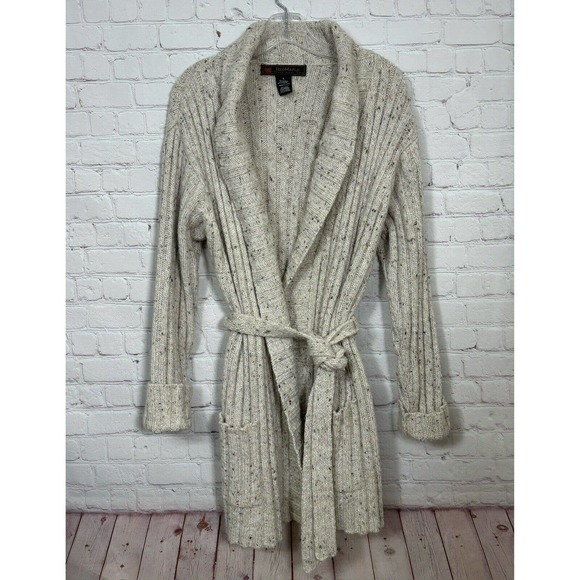 Red Maple Sportswear Belted Cardigan Sweater Womans Large Alpaca Wool Blend - Picture 5 of 9